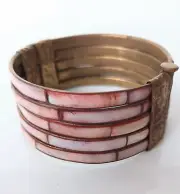 Mother Of Pearl & Brass Handmade Pin Hinge Bangle
