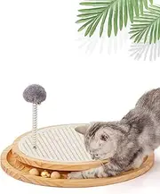 LMUGOOS Cat Scratcher, Cat Natural Sisal Scratching Pad, Kitten Interactive Toy with Ball Track Spring Ball for Chasing Hunting Mental Physical Exercise Puzzle