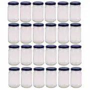 24x 375ml Flint Glass Jars + Twist Lids - Round Food Storage Preserving Jar