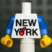 NEW LEGO - Torso - Town - 'NEW YORK' Big Red Apple White / Blue Arms x 1 - NYC