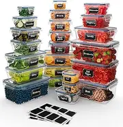 Feshory Large Size Airtight Food Storage Containers Set - No BPA Meal Stackable Clear Prep Containers, Lunch Box, Fridge Organiser with Leak Proof Lids for Kitchen Storage & Organisation (30-Pack)