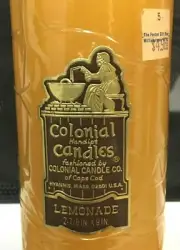 Colonial Candles of Cape Cod Handipt 9"x3" Pillar Lemonade Scented Vintage New
