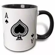 3dRose Ace of Spades High Quality 2 Tone Black Ceramic Mug, 11-ounce