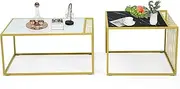 Giantex Modern Nesting Table, Stackable Side Coffee Table Set, Waterproof Faux Marble Tabletop, Sturdy Metal Structure, Easy Assembly, Free Combination, Industrial Design, Ideal for Small Spaces