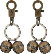 2PCS Dog Collar Bells, Loud Brass Pet Tracking Bells with Clasp & Keyring, Lightweight Cat/Dog Bell Replacement