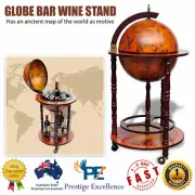 Antique Globe Bar Stand Alcohol Wine Cabinet Drinks Serving Trolley Cart Storage
