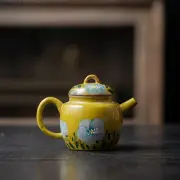 Underglaze Color Camellia Tea Pot Side Handle Teapot Kettle Tea Set Craft