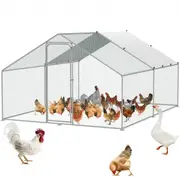 VEVOR Large Metal Chicken Coop, 3x3.93x1.99 m Walk-in Chicken Runs for Yard with Cover, Spire Roof Hen House with Security Lock for Outdoor and Backya