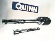 QUINN 1/4 in. Dr Teardrop Grip Ratchet Handle Quick Release Plus 3 in Extension