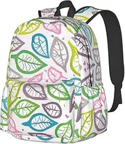 [vacsAX] Coloured foliage lines School Backpack Rucksack Large Capacity Back Pack with Front Pocket Lightweight School Bags