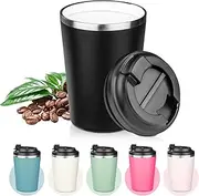 12oz Ceramic Coated Interior Tumbler,Insulated Coffee Cup,Double Wall Leak-Proof Thermos Coffee Travel Mug,Keeps Drink Hot and Cold,Leak and Spill Proof Lid,Dishwasher Safe Insulated Travel Mug.