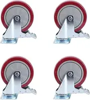 4PCS 5 Inch Jujube Red Anti-Winding Universal Wheel Single-axis Casters casters