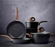 Pots and Pans Set Non Stick, Ceramic Cookware Set with Granite Pattern Kitchen C