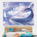 （免運）網紅INS卡通鯨魚少女心背景布宿舍房間臥室裝扮裝飾床頭掛布 JIANG625億絲絲布挂