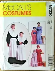 MCCALLS PATTERN 7230 PILGRIM PRAIRIE COSTUMES GIRLS SIZES 7 8 UNCUT