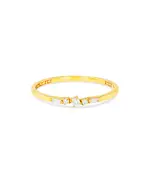 Suzanne Kalan 18K Yellow Gold Fireworks Diamond Baguette & Round-Cut Narrow Band