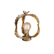 Vintage Gold Metal Bird Wreath Table Lamp