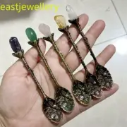 4" Natural Mixed quartz Crystal spoon skull Carved Reiki Healing random 5pcs