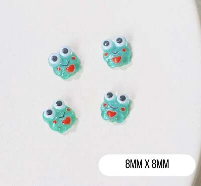 8MM x 8MM Cute Froggy, Animal Themed 3D Nail Art Charms, Mini Cabochon