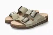 Mephisto Women's Hester Lt. Khaki Sandvel 892 Two Buckle Straps Flat Sandals