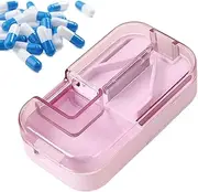 Pill Splitter with Centering Device - Dose Small Pill Splitter with Dispenser Tablet Cutter - Accurate Medicine Crusher Safety Guard Cut Tool for for Women & Men