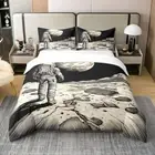 Outer Space Duvet Cover King Size, Cosmonaut Spaceman Comforter