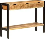 Sideboard with 3 Drawers, 110x35x75 cm, Solid Mango Wood, Vintage Hallway Storage Buffet Furniture