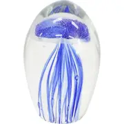 LVD Glass Jellyfish Figurine Medium Home/Office Tabletop Decor 6x12cm Blue