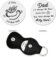 [Kefley] Pocket Hug Token Keychain for Dad from Daughter Daddy Dad Gifts for Fathers Day Christmas Birthday Gifts for Men Pocket Hug Coin Keychain for Dad Stepdad with Protective Leather Keyring
