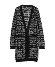 Balmain Kids Drop Shoulder Logo-Intarsia Cardigan 13Y,12Y Black