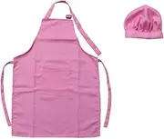 KICHOUSE 2PCS Apron and Chef Hat Set Large Cooking Playset for Aged for Baking Painting and Decorating Parties Pink for Role Play Fun