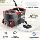 360° Rotating Spin Mop Bucket Set Spinning Wet Dry Clean Mop Head w/ Wheels