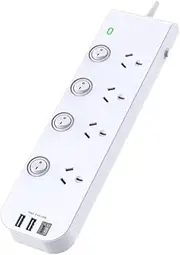 Kogan 4-Way Surge Protect Power Board with 2 USB-A & 1 USB-C Ports - KAPB4P4SWTA