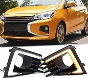 Brilluxa 1 Pair LED Daytime Running Lamps, Fog Lights Driving Daytime Running Light Dynamic Turn Signal DRL Light Fit for Mirage 2020