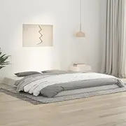 King Bed Frame Solid Wood Pine, No Headboard, White Platform, Modern Wooden Bedframe, 183x203 cm, Queen Size, Floor Bed Frames, Mattress Base, Slats Cama