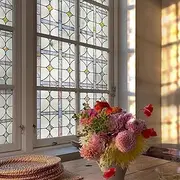 Stained Glass Window Film Privacy for Glass Windows, Window Privacy Film UV Blocking Static Cling for Home Kitchen Office Bathroom 44x120cm
