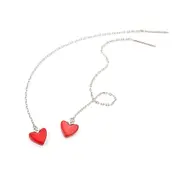 Solid 925 Sterling Silver Valentine Threader Earrings