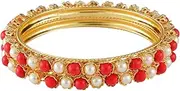 [Efulgenz] Indian Style Bollywood Traditional Gold Plated Beads Crystal Wedding Bridal Bracelet Bangle Set Jewelry (4 Pc)