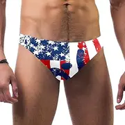 [VBFOFBV] Men's Printed Jammer Swimsuit Swim Shorts, American Flag with Black White
