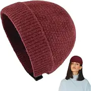 [Hemore] Brimless Caps for Men, Knitted Fisherman Beanie with Adjustable Buckle, Wool Roll-Up Edge Skullcap for Adults