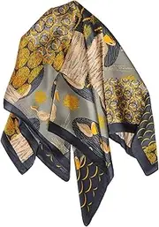 [CALLARON] Fashionable Silk Neckerchief for Women Durable Faux Silk Printed Hair Scarf Chic Head Wrap Stylish Bandana for Travel and Everyday Use Timeless Accessory