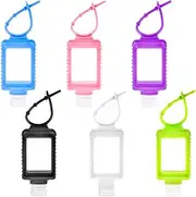 [Tucnoeu] 6 Pcs Hand Sanitizer Travel Size Keychain with Silicone Sleeve Pocket Hand Sanitizer Holder 6 Colors Empty Hand Sanitizer for Backpack (60ml / 2oz)