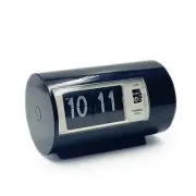 NEW Jadco Cylindrical Flip Card Rotating Dial Alarm Clock, Black, 12cm
