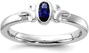 [JewelryWeb] 925 Sterling Silver Stackable Created Sapphire Ring-Stackable-Ring for Women