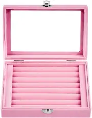 7 Slots Ring Holder Storage Box Velvet Ring Display Case Jewelry Earrings Neckla