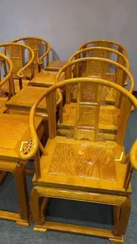 在飛比找Yahoo!奇摩拍賣優惠-倉庫現貨出貨金絲楠木皇宮椅三件套圈椅實木家具太師椅新中式仿古