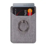 Adhesive Phone Card Holder Canvas Texture Ring Stand RFID Blocking Card Slot