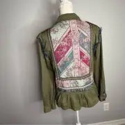 MATILDA JANE Jacket Moments with You Size S Army Green Pockets Patchwork