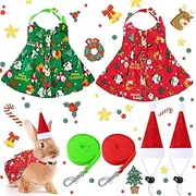 Frienda Pet Apparel Costumes, Small Animal Christmas Outfits with Santa Hat, Guinea Pig Clothes for Rabbit, Ferret, Hedgehog, Squirrel, 6 Pieces