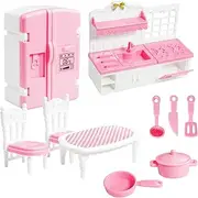 10 Pieces Mini Kitchen Set Dollhouse Kitchen Miniature Kitchen Set Doll Mini Kitchen for Kids Doll House Furniture and Accessories Set Mini Dollhouse Furniture 1 12 Scale